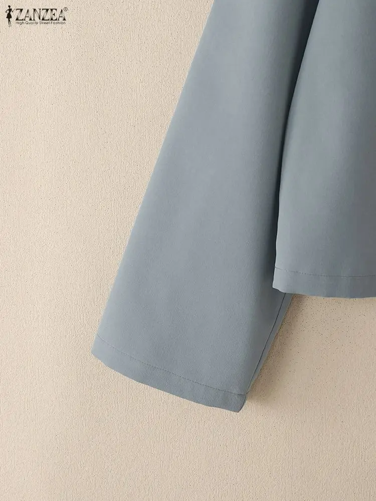 ZANZEA Giacche corte leggere da donna 2025 Autunno Elegante Chic O-Collo Manica lunga Bottoni Tinta unita Capispalla Lavoro d'ufficio