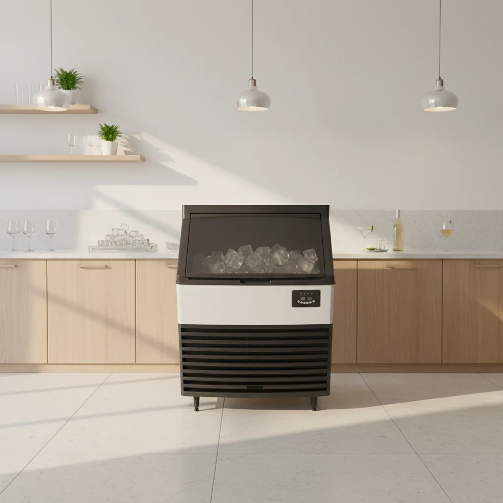 

Undercounter Commercial Cube Ice Maker, Water-Cooled ABS Housing Automatic Ice Machine for Restaurants & Household Use