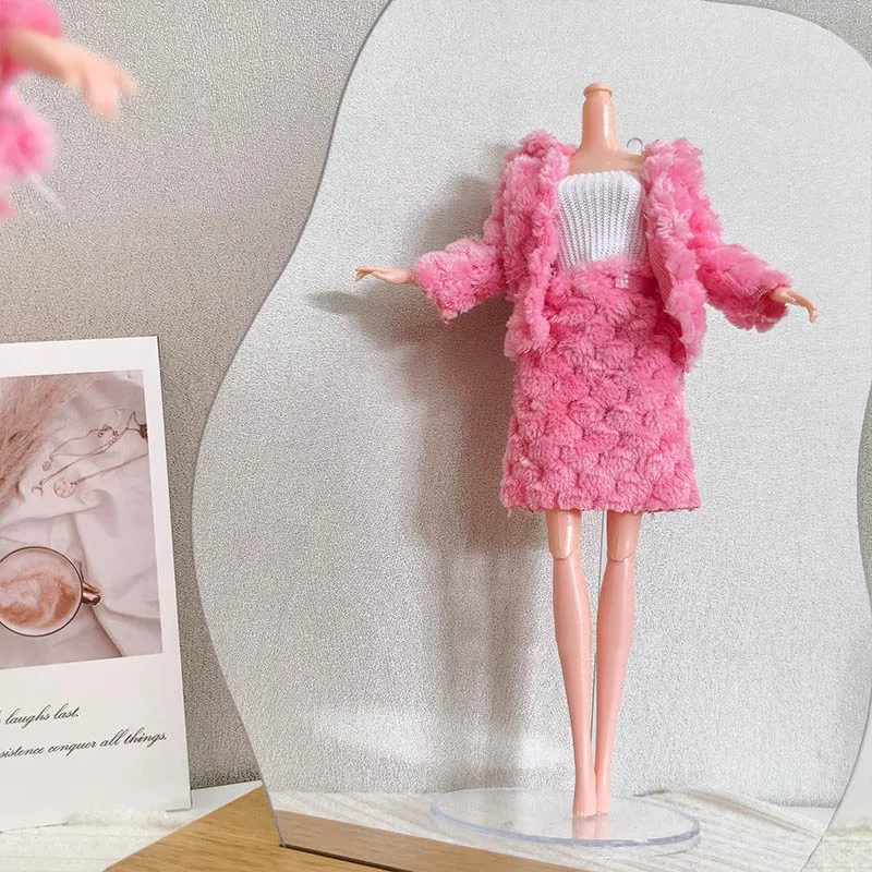 Fashionable Winter Plush Jacket Set, Suitable for 11.5-Inch Female Dolls, Available in Three Colors