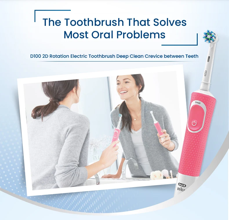 Oral B D100 Electric Toothbrush 2D Vitality Cleaning Teeth Brush Waterproof Electronic Teeth Brush Inductive Charger With Timer
