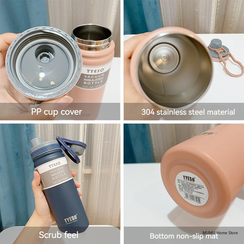 زجاجة ترمس من الفولاذ المقاوم للصدأ TYESO ، زجاجة ماء معزولة ، كوب سفر ، كوب حراري رياضي ، بهلوان ، قارورة فراغية باردة وساخنة ،