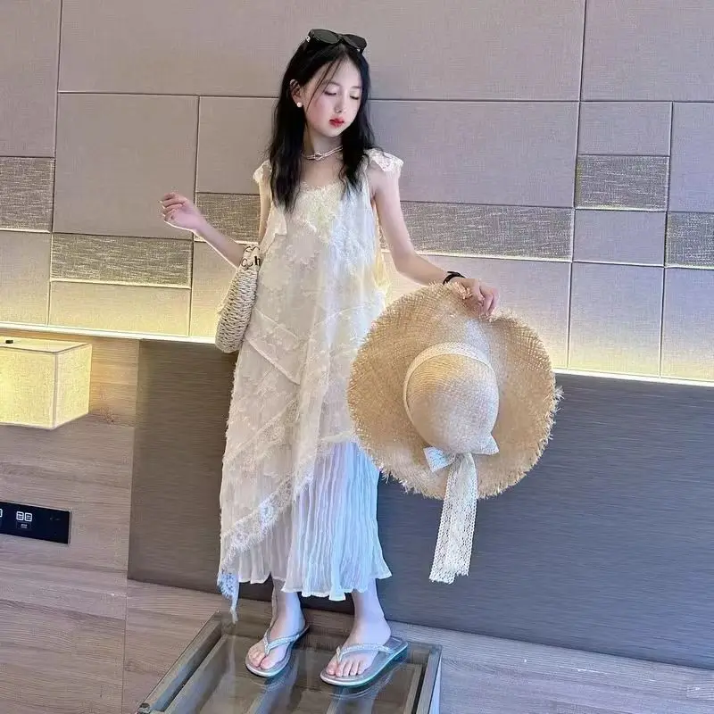 

New Summer Dress For Girls Camisole Dress For Teenagers Summer Dress For Children Seaside Trend Fashionable Beach Dress