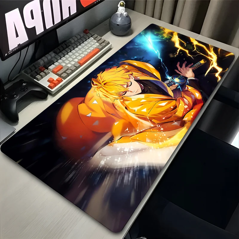 Tapis de souris Manga noir et blanc, ordinateur portable japonais, Anime arc-en-ciel, polymères de bureau, Cool Demon Slayer, Zenitsu, souris Sub PC, clavier jaune lea