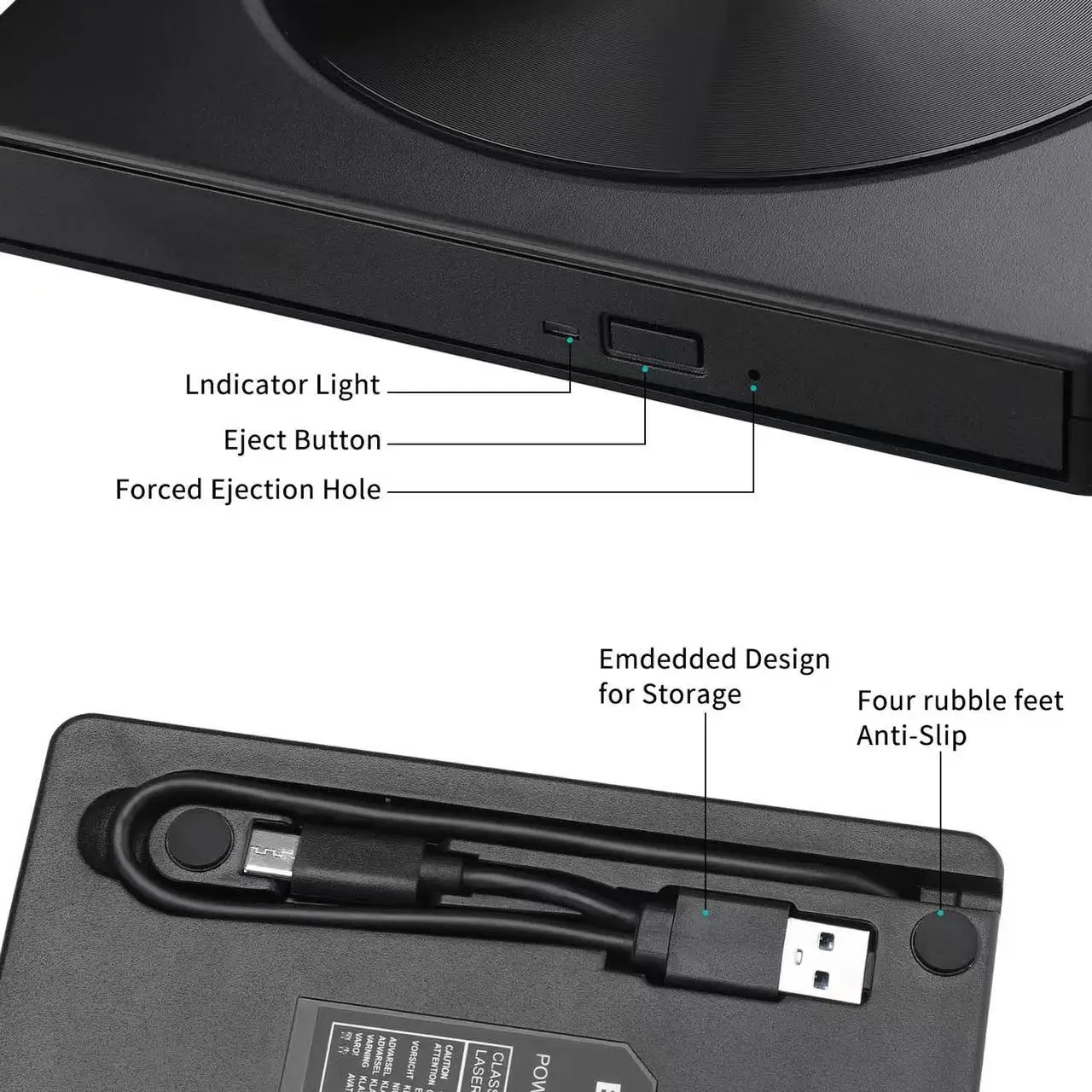 Externes CD/DVD-Laufwerk, USB 3.0 CD DVD +/-RW-Brenner CD ROM Externes DVD-Laufwerk CD-Leser DVD-Player für PC Laptop Desktop – Detail 6