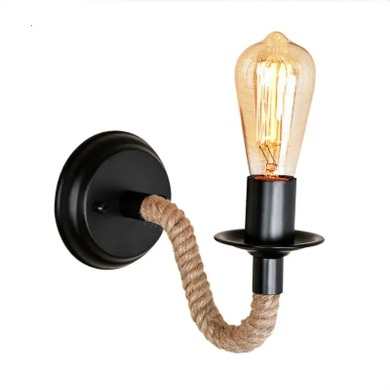 

Energy Saver-American hemp rope wall lamp loft retro industrial creative country restaurant coffee shop bar aisle lamp led wall