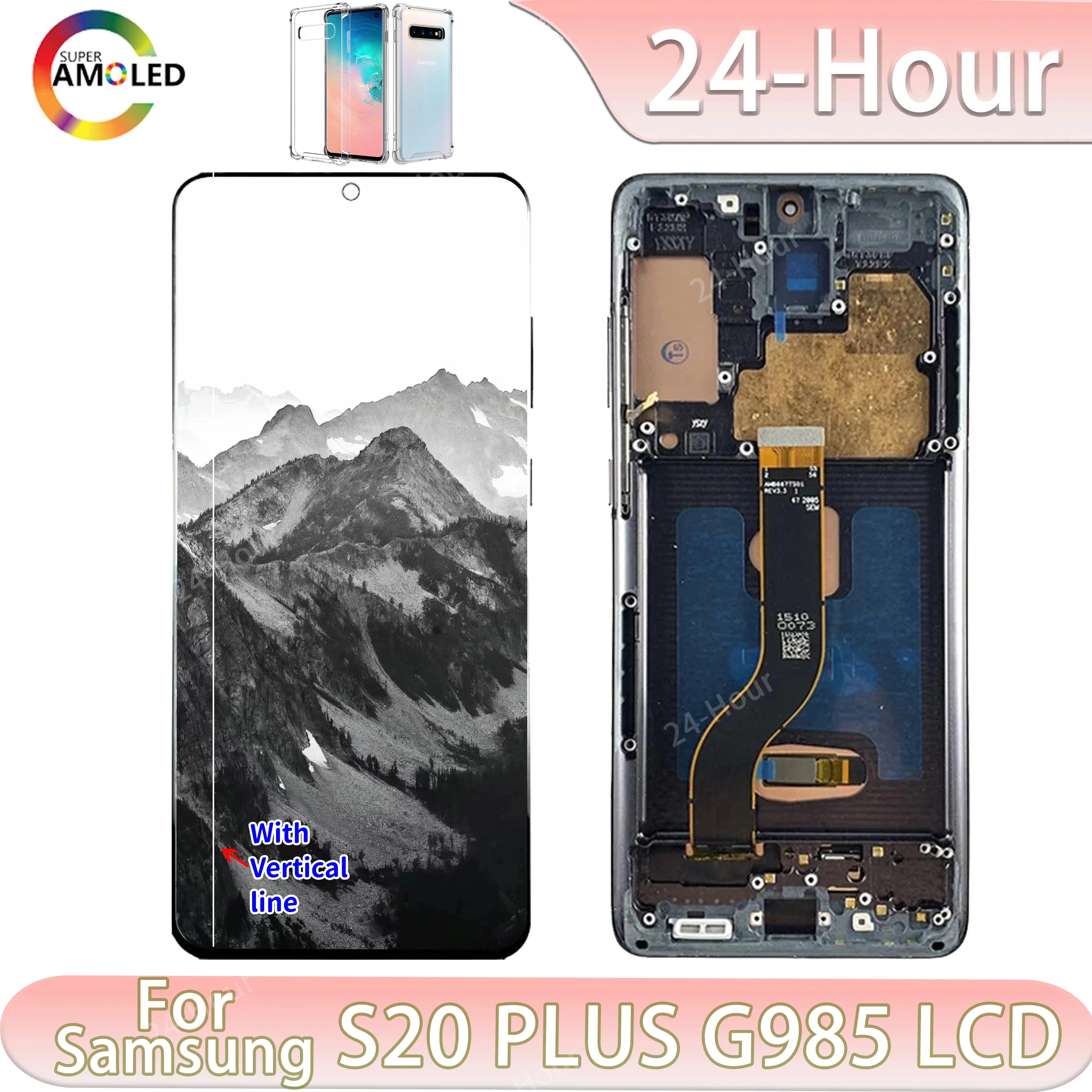 With Line LCD For Samsung Galaxy S20 Plus LCD G985 G985F G986B Display Touch Screen Digitizer Assembly Replacement 100%testing