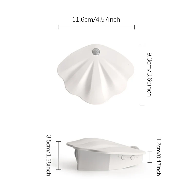 LED-Licht mit Bewegungsmelder, wiederaufladbares USB-Nachtlicht, kabellose Wandlampe in magnetischer Muschelform für Wohnzimmer, Treppenhaus, Schrank