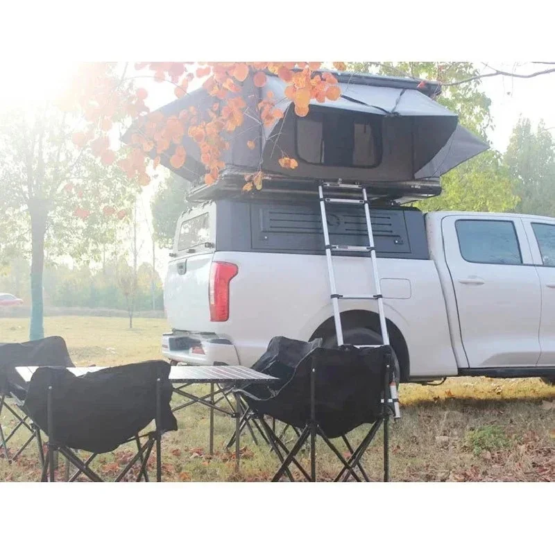 Sturdy Manganese Steel Three Door Double Sleeping Tonneau Cover with Aluminum Frame for Overland Pickup Camping Parts