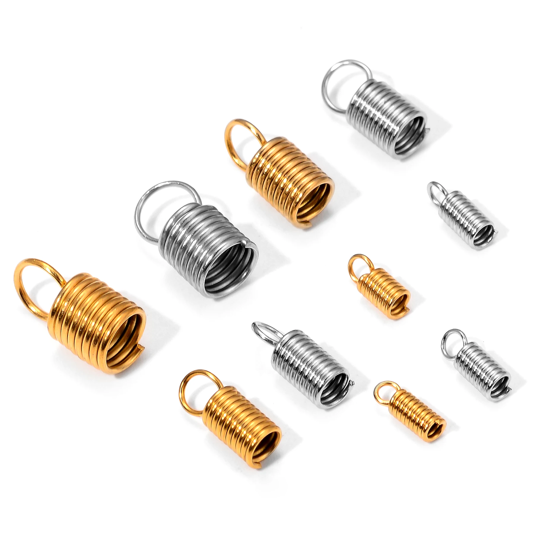 50 stuks roestvrijstalen veerkrimpsluitingen lederen koord uiteinden eindkappen connectoren voor doe-het-zelf armband ketting sieraden maken vinden