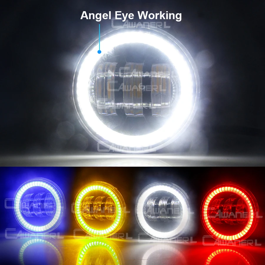 2 Pieces 90MM Car Upgrade LED Fog Light Angel Eye DRL Daylight 30W H11 For Suzuki Jimny JB64 JB74 2018 2019 2020 2021 2022 2023