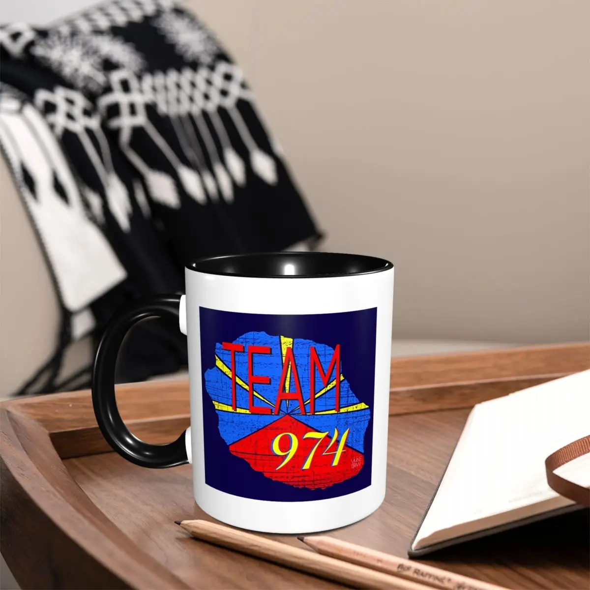 974 Reunion Island Logo Mug Funny Ceramic Coffee Cups Tea Mugs Milk Cup Drinkware Gift for Woman Man