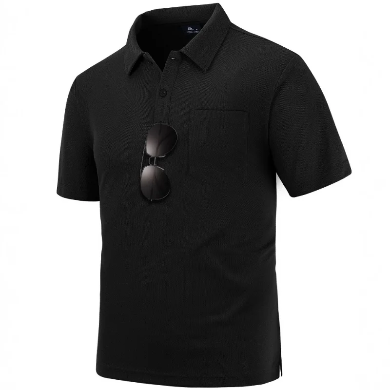 Masculino verão esportes fitness casual gola estiramento listra vertical manga longa POLOShirt