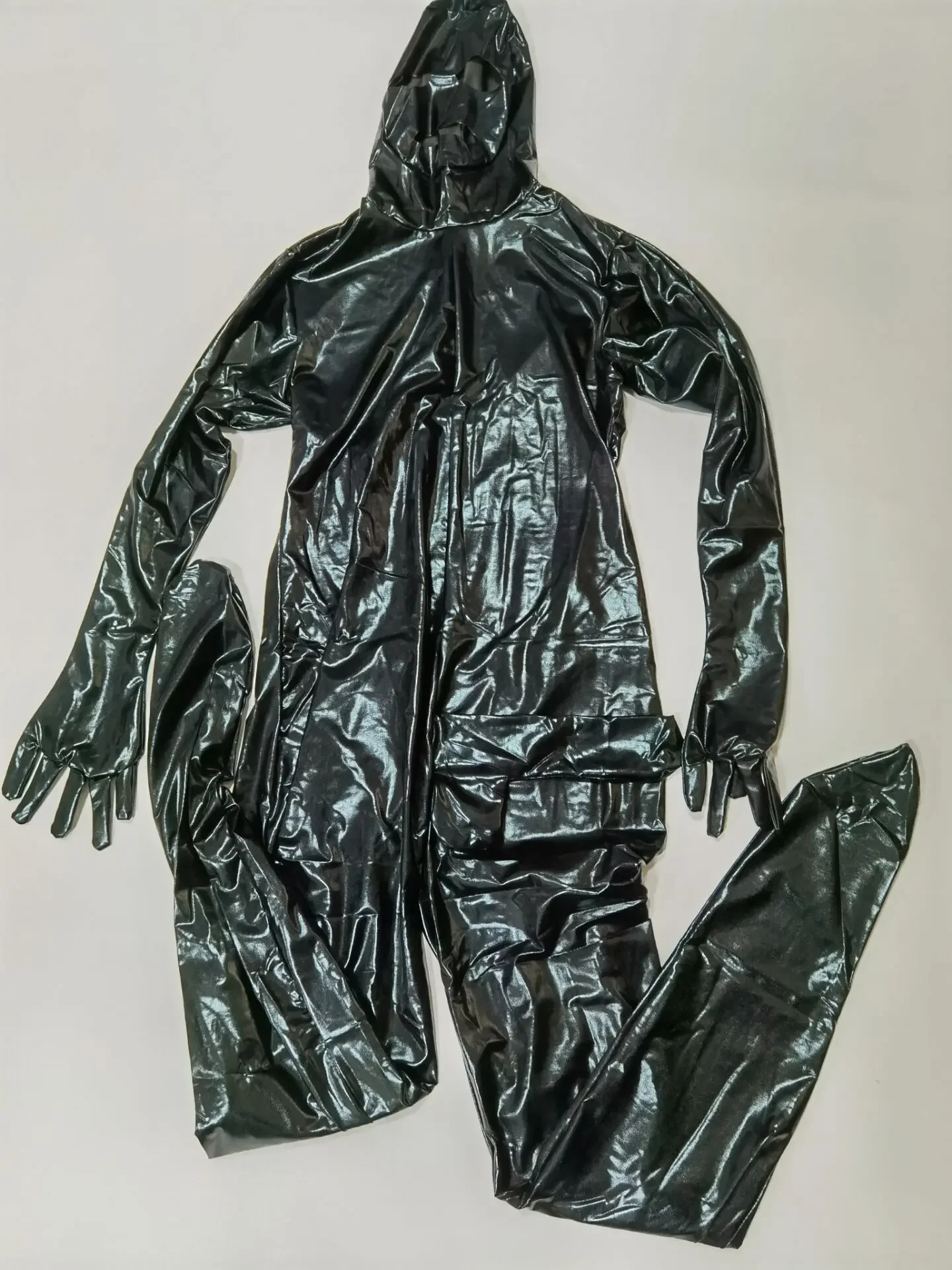 بدلة رجالية من الجلد الصناعي ، بذلة جسم مثيرة من اللاتكس ، حللا ، مقاس كبير ، أزياء مثيرة مطاطية