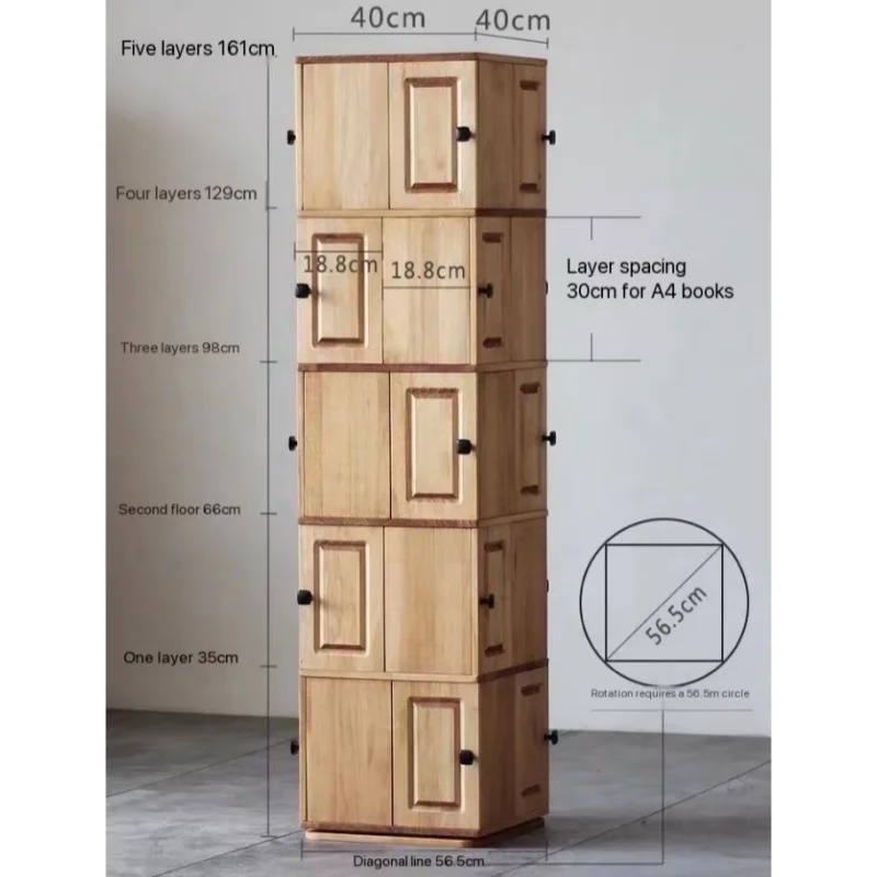 Wholesale 5-Tier Wood Bookshelf Floor Standing Bookcase Rotation Book Storage Cabinet Home Decoration For Bedroom living room