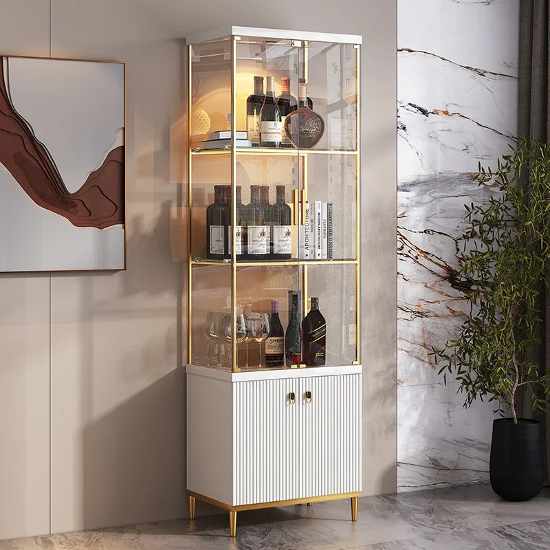 

Italian Luxury Wine Cabinet Display Storage Modern Tempered Glass Wine Cabinet Shelf Rack Stojak Na Wino Bar Furniture KMWC