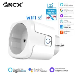 Tuya 16A 20A EU Smart Socket WiFi Smart Plug con funzione di monitoraggio dell'alimentazione controllo vocale Alexa Google Assitant