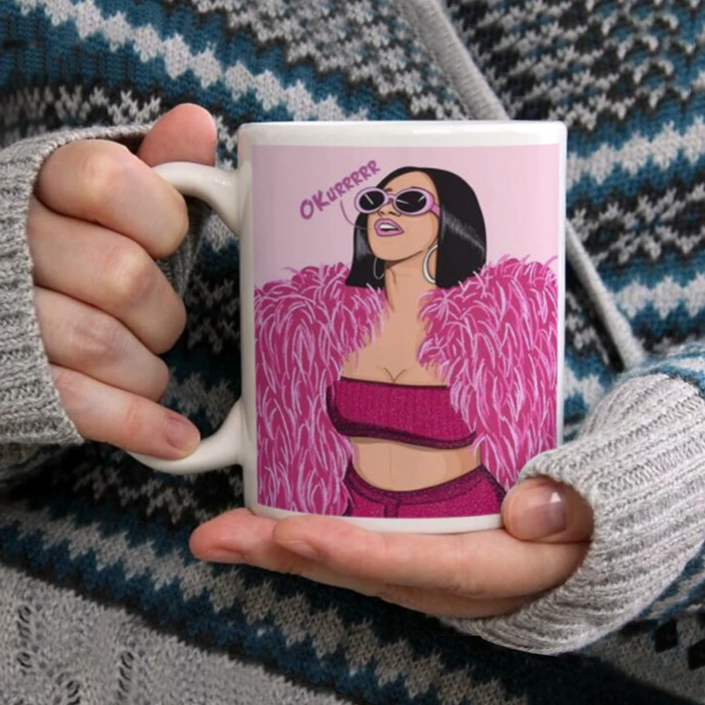 American Pop Rap Hip-Hop Singer Cardi B Coffee Mug Tea Cup 11oz Coffee Cup Funny Birthday Gifts for Women and Men Ceramic Mug