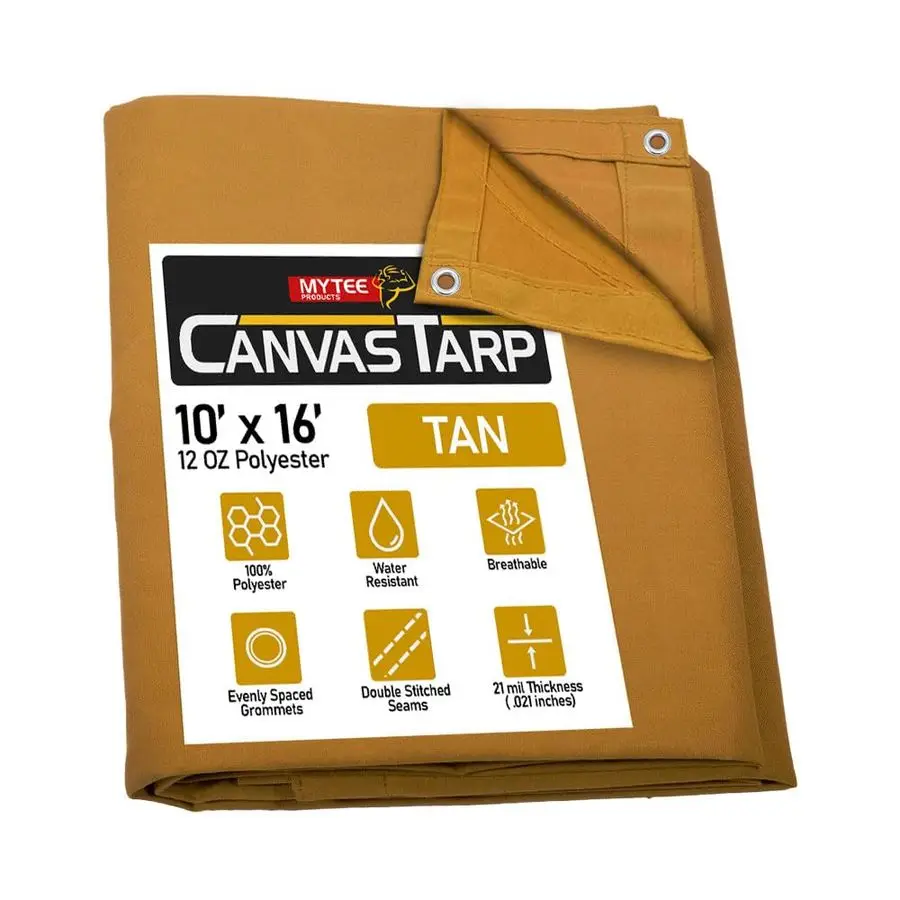 

10 x 16 Tan Canvas Tarp 12oz Heavy Duty Water Resistant