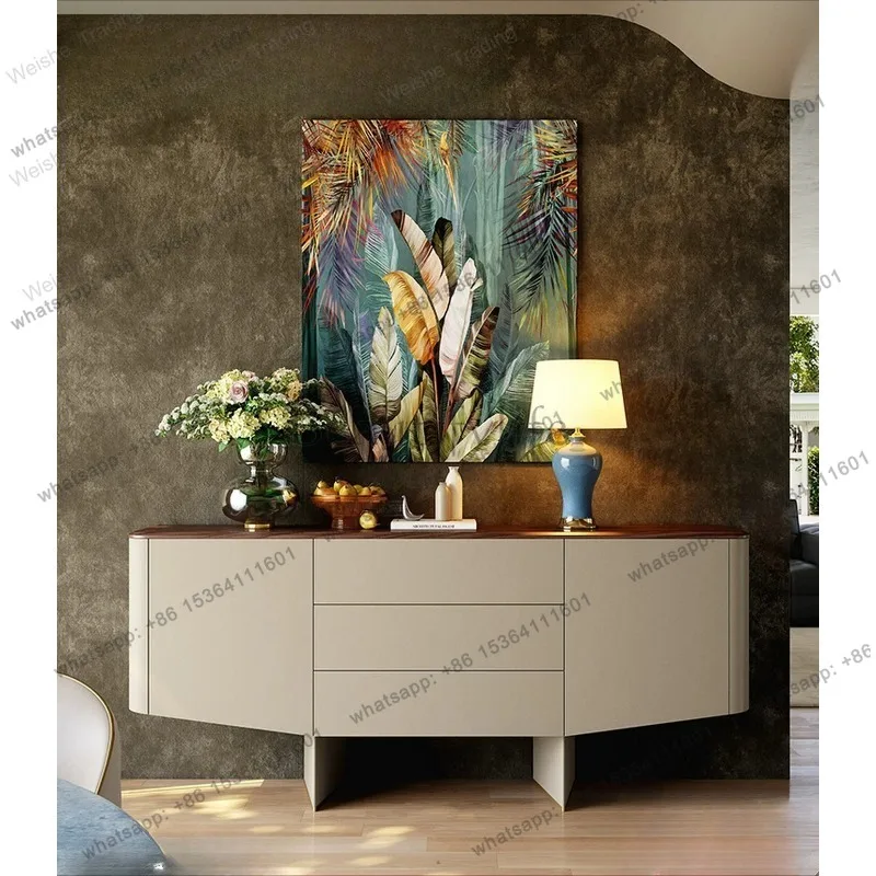 LJY Minimalist dining side cabinet, living room, household wall integrated solid wood locker, porch cabinet