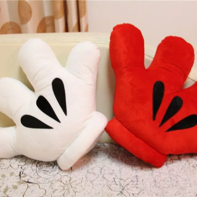 Disney Mickey Minnie animation cartoon insertable double-sided plush toy gloves pillow couple cushion creative cospiay prop gift