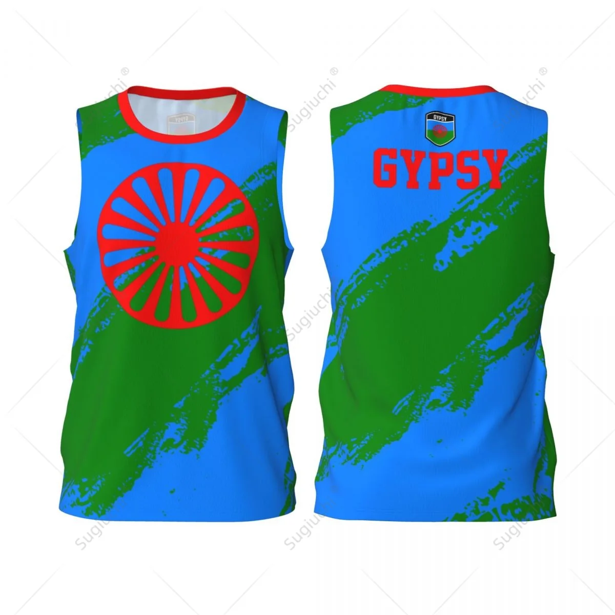 Men Basketball Sports Rom Gypsy Flag Of The Romani Running Fitness Multifunction Jersey Sleeveless shirt Custom Name Nunber