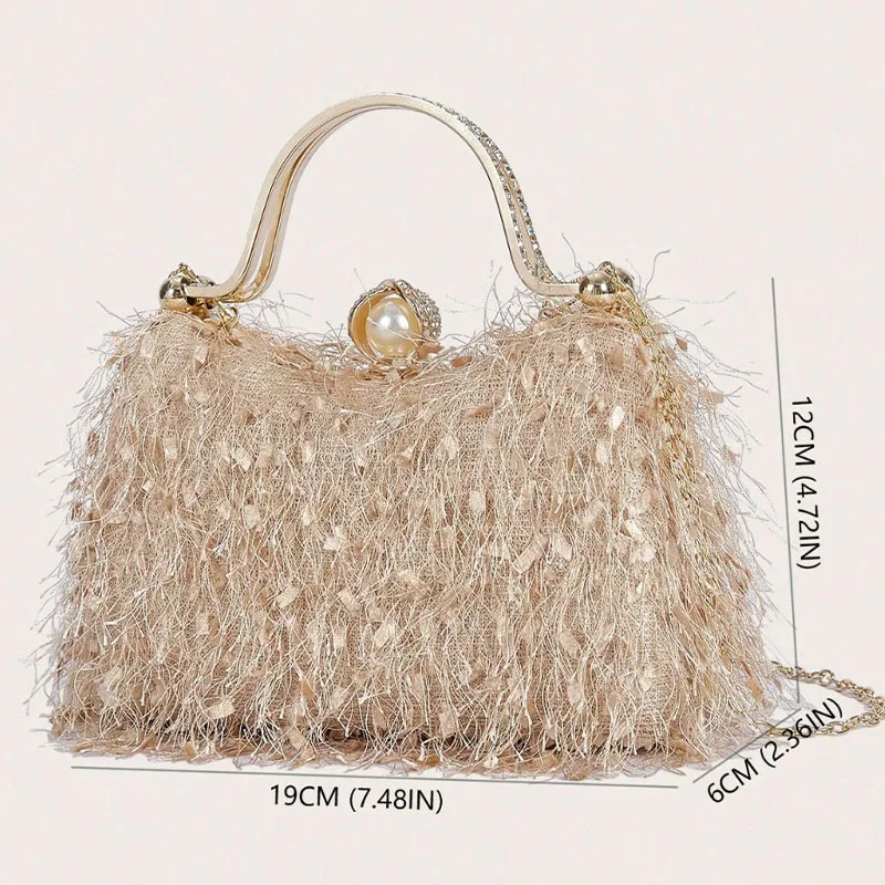 Tassel Evening Party Women Handbags Nylon Luxury Wedding Feather Female Clutch Elegant Feather Shoulder Crossbody Bag Green Bags