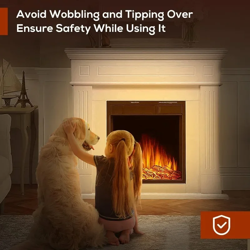 R.W.FLAME 43” Electric Fireplace Mantel Wooden Surround Firebox, TV Stand with Freestanding Electric Fireplace, Remote Control