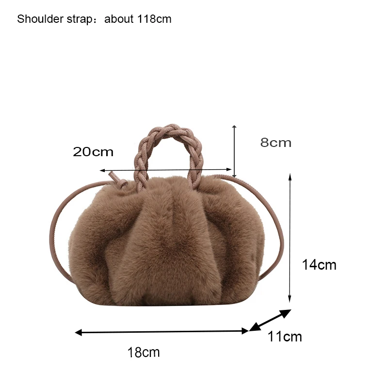 Plush And Soft Cloud Women\'s Handheld Bag, Versatile High Quality Handheld Drawstring Shoulder Bag, Solid Color Temperament Cros