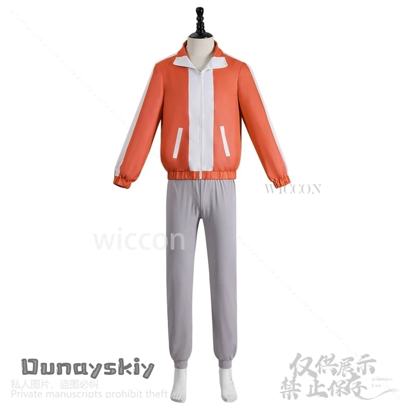 أزياء أنيمي دان دا دان جين إنجوجي رجل وسيم تأثيري سترة برتقالية معطف السراويل الرياضة موحدة الباروكات لفتاة دندادان موحدة