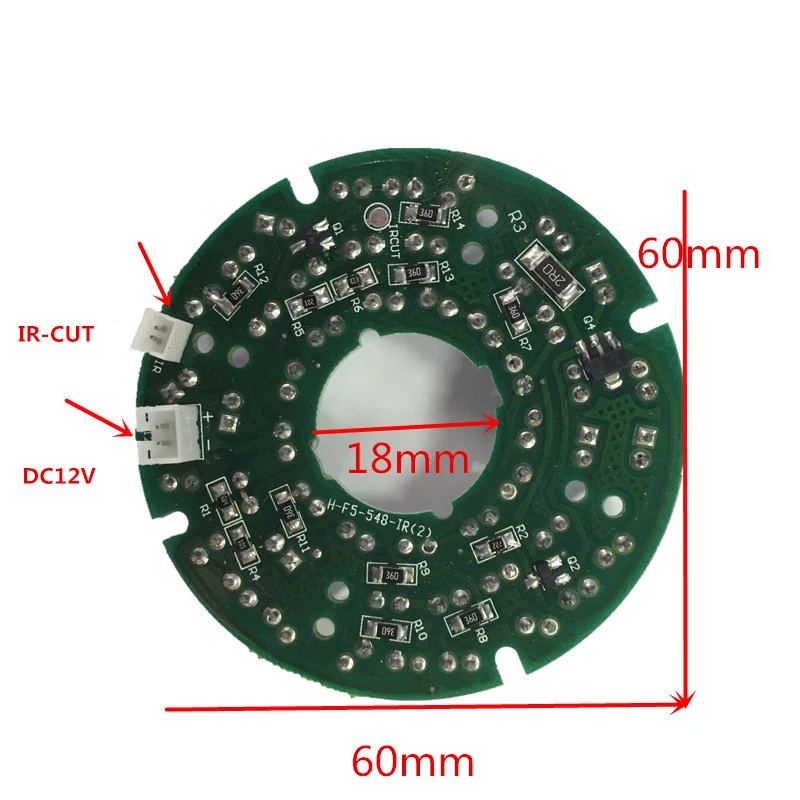 48 LED IR a infrarossi che illumina la scheda della lampadina da 60 gradi per la telecamera di sicurezza domestica CCTV