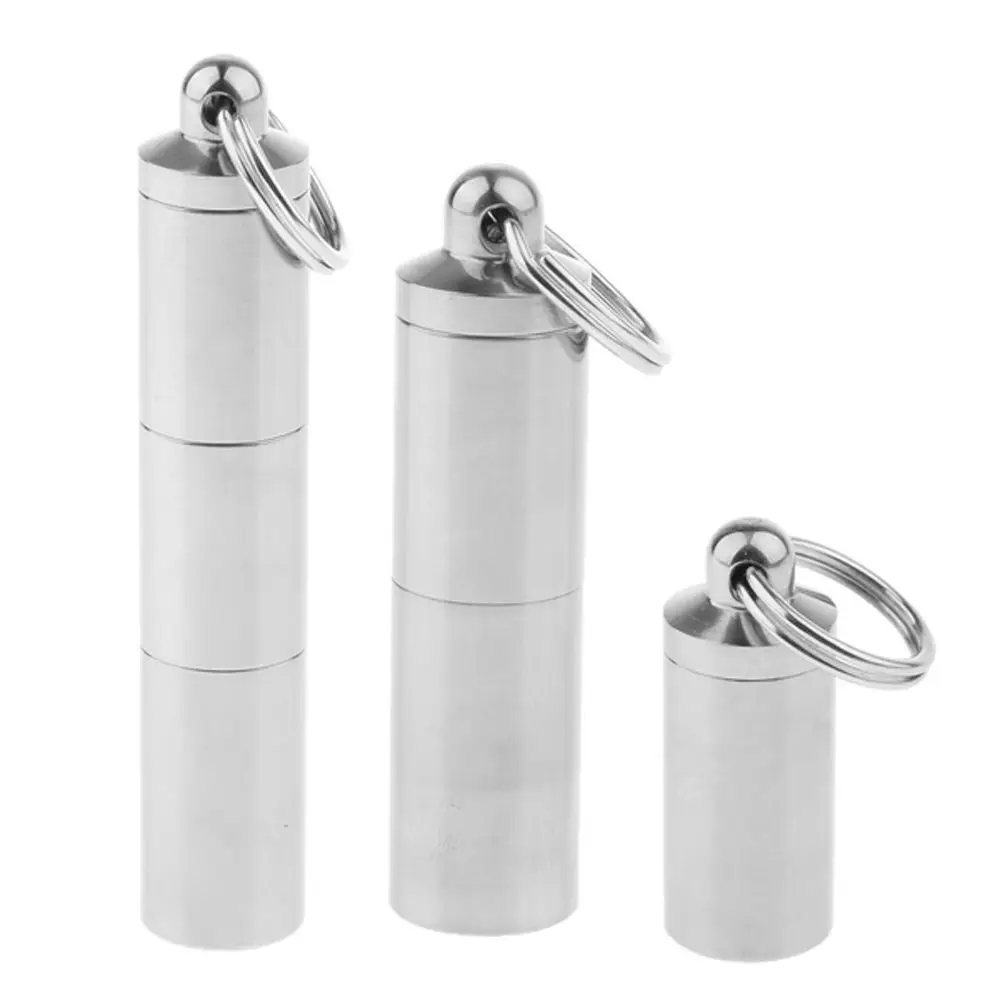 1Pc Waterproof Aluminum Alloy Capsule Shape Pill Case Pill Bottle Pill Container Medicine Case Organizer Box Pill Box