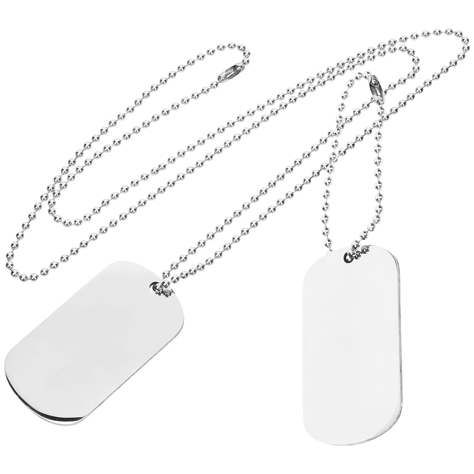 

Men Double Sided Blank Dog Tag Necklace Stainless Steel Pendant Silver Chain Necklace for Men Dog Tag Chain Silver Chains