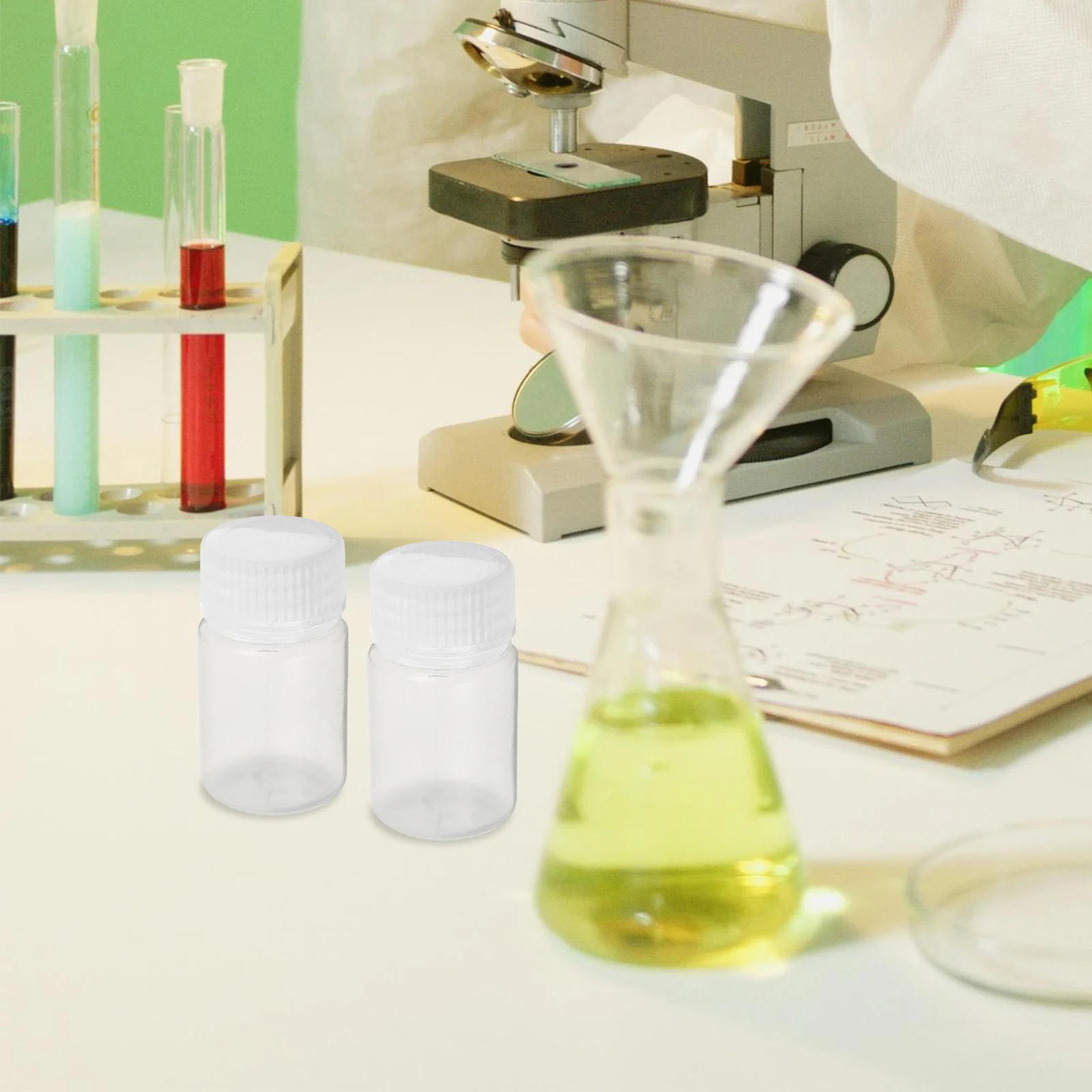 

10Pcs Laboratory Transparent Reagent Bottles High Temperature Resistant Screw Cap Chemical Sample Storage Plastic Bottles