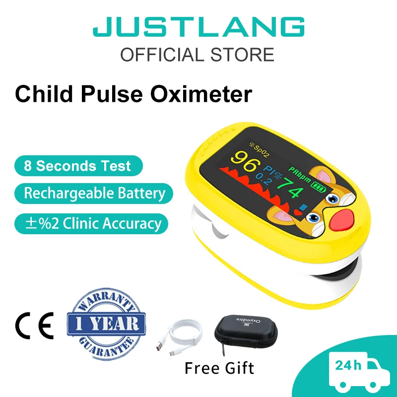 Recharge Child Cartoon Finger Pulse Oximeter Pediatric Oximetro De Dedo TFT Nurse Pediatric Oxygen Saturometer Heart Rate Meter