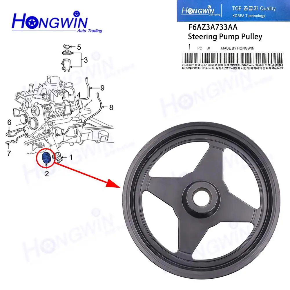 

Power Steering Pump Pulley F6AZ-3A733-AB F6AZ3A733AA 2L3Z-3A733-AA For Ford Mustang Mercury Cougar Grand Marquis Lincoln Mark
