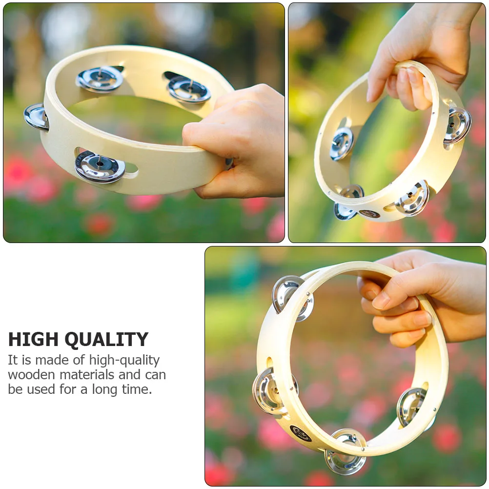 

Tambourine for Hand Crank Dance Percussion Musical Instrument Wood Handbell Game