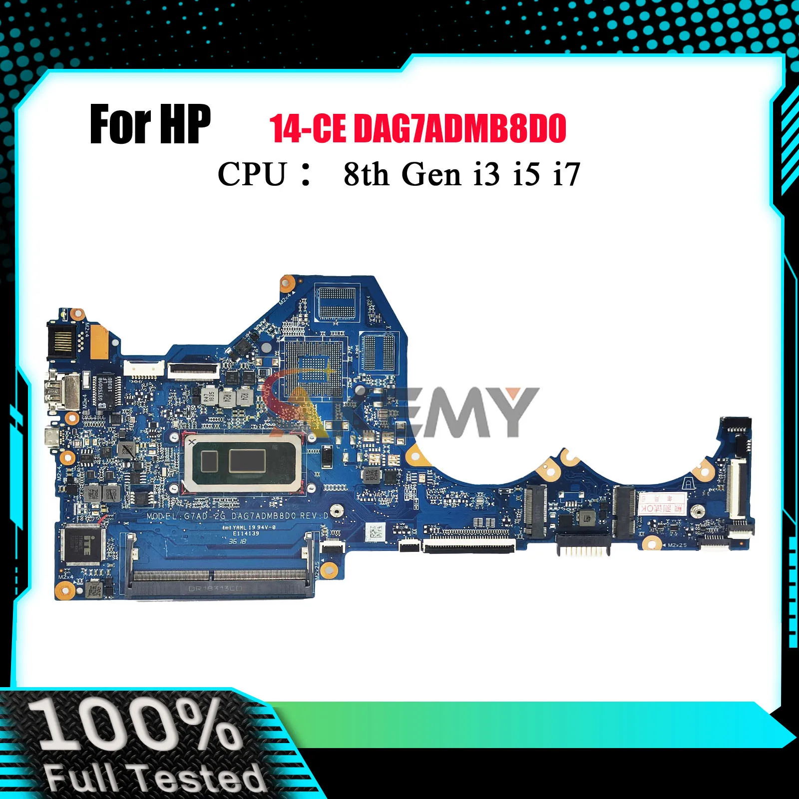 

DAG7ADMB8D0 для ноутбука HP Pavilion 14-CE, материнская плата L51759-601 L51760-601 с процессором i3 i5 i7 8-го поколения UMA, 100% полностью протестировано