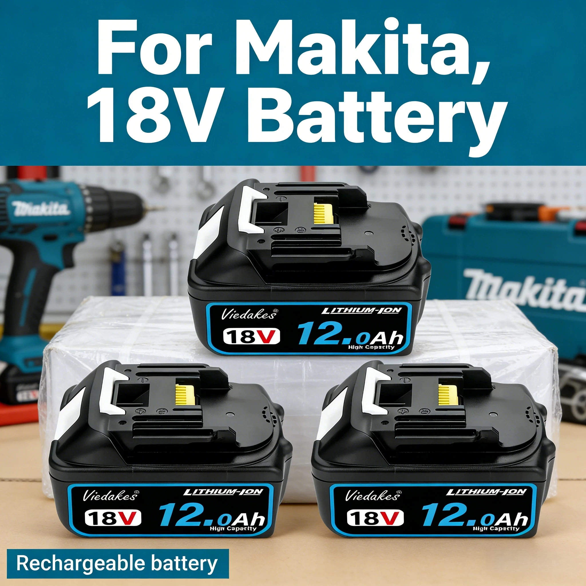 

100% Original FOR Makita 18V battery, FOR Makita 8Ah/12Ah battery, for Makita drill DTW700 DDF487 DTD173 DGA404 DJV182Z HR140Z◈