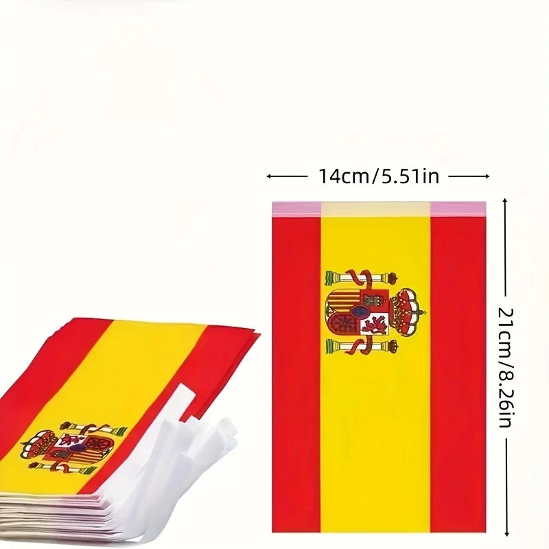 2sets 20pcs A String Spanish Flag 14x21cm Spanish Flag Banner for School, Festival Decor Party, Sports Events, Holiday Decor