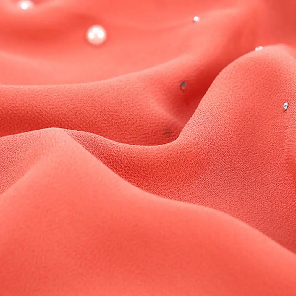 Turban Headscarf Hot Drill Decoration Scarf Lightweight Scarf with Imitation Pearls Hot Drill Decor Headwrap for Women Solid