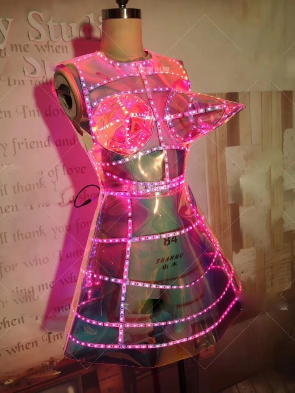 Nightclub magic color laser TPU pointed chest bar gogo costume Remote control LED light up dance costume LED costumes