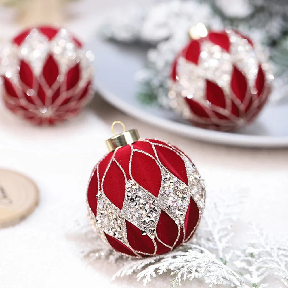 

Anniversaries Hanging Decorations Christmas Decorations 8cm Christmas Ornaments DIY Christmas Decorations Diamond Flocking Balls