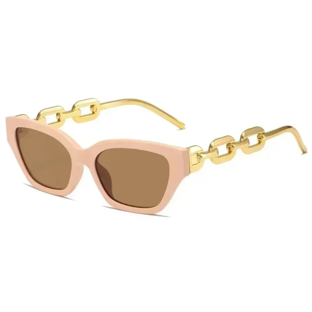 Small Metal Chain Sunglasses Thick Frame Retro Cat Eye Elegant Glasses New Trend Hot Stamping Process Fashion Tudor Gold Gafas