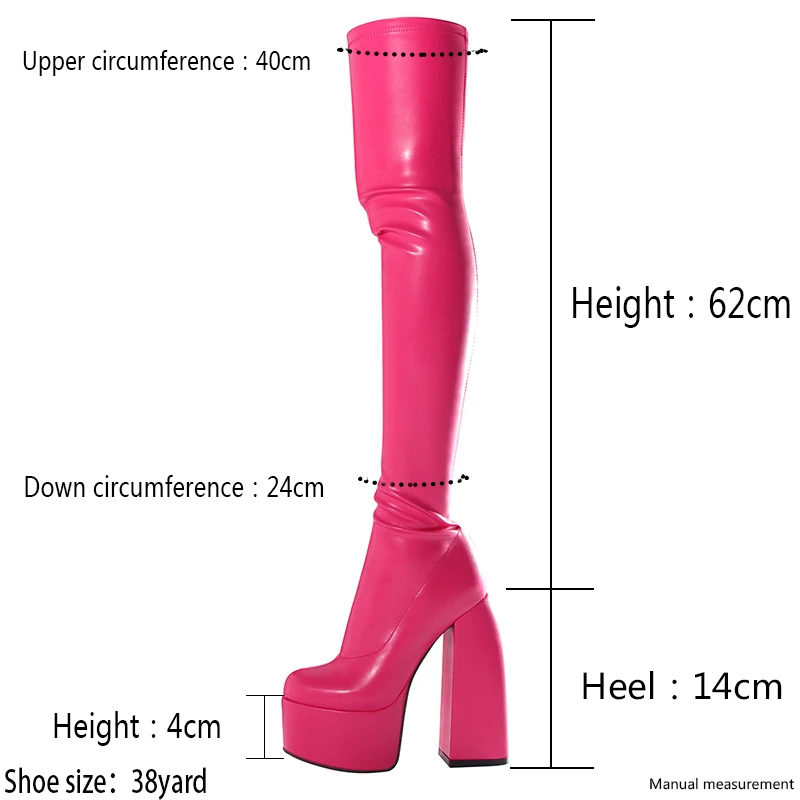 Sexy Color Boots 2024 Winter Thigh High Boots Women Big Size High Heel Platform Boots Over The Knee Boots Party Shoes