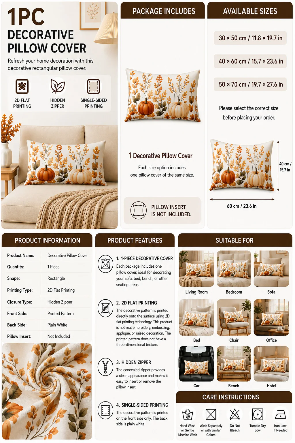 1pc Christmas Vintage Rectangle Throw Pillow Covers Holiday Home Decor Cushion Cases for Sofa Bedroom Living Room