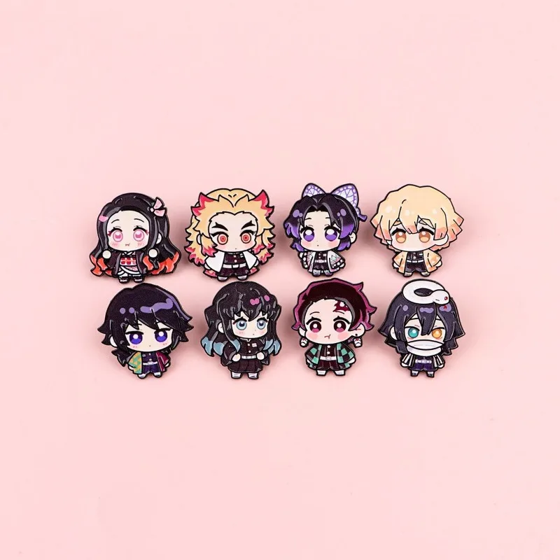 Anime Demon Slayer: Kimetsu No Yaiba Nezuko Brooch Cartoon Metal Badge Creative Tanjiro Jewelry Medal Brooch Accessories Gift