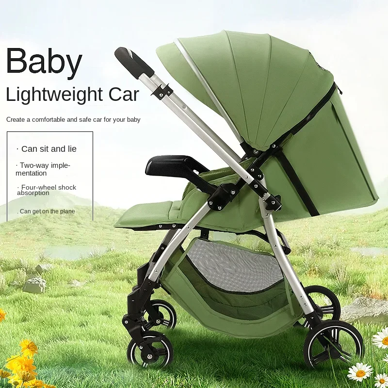 

High-Quality Two-Way Folding Baby Stroller – Easy Baby Four-Wheeled Cart, Newborn Sleeping Basket, Can Sit and Lie Baby Trolley