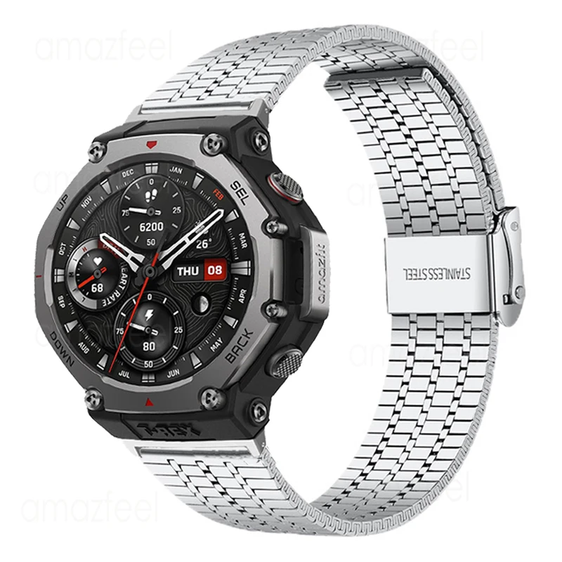 Edelstahl-Armband für Amazfit T REX 3, Uhrenarmband für Amazfit T-Rex 3, Metallarmband Correa für Amazfit T Rex3 Armband