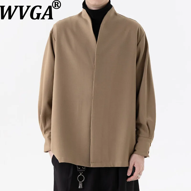 

WVGA Spring Autumn New Men Tide Chinese Style Oversized Stand Collar Trendy Jacket Niche Chic Casual Long Sleeve Coat Ins W17039