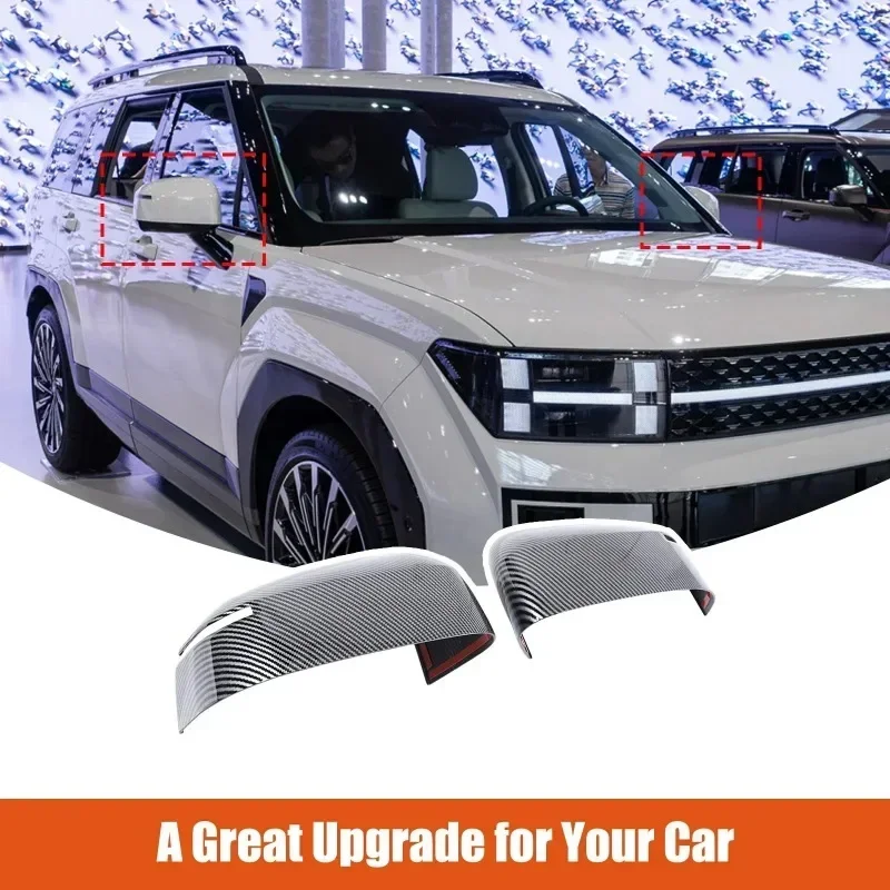 

ABS Carbon Fiber Car Exterior Mirror Cover Trim Sticker Car Accessories For Hyundai Santa Fe MX5 2023-2024
